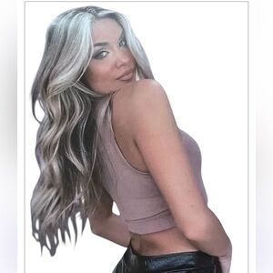 NEW Women's Blonde Ombre Hair Extensions invisible wire with clip in extensions